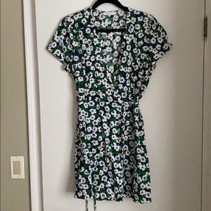 White flower wrap dress